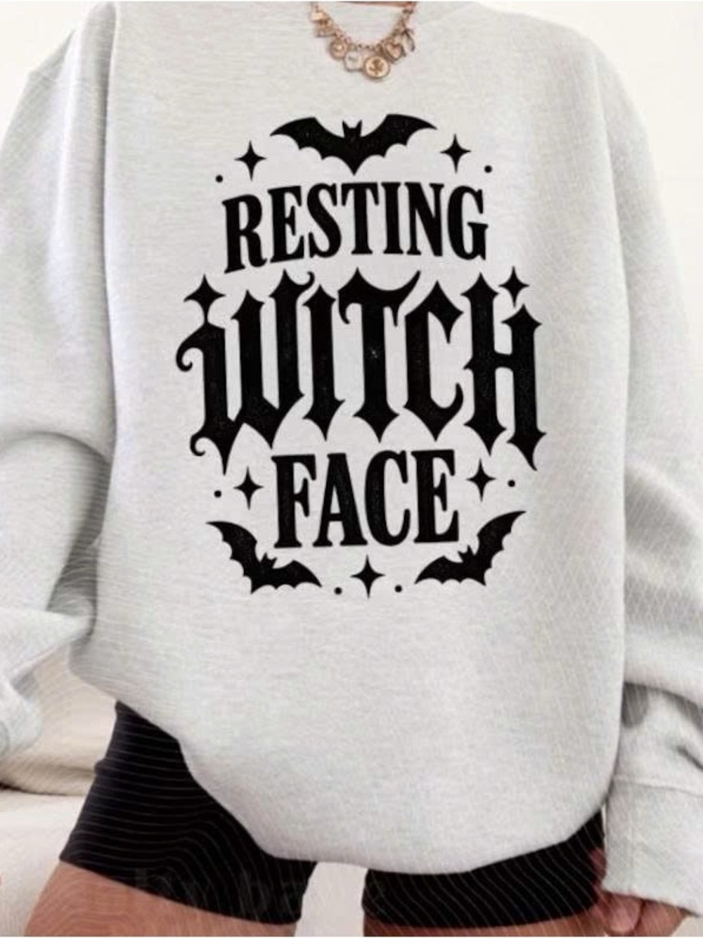 Resting Witch Face White Graphic Women's Sweatshirt